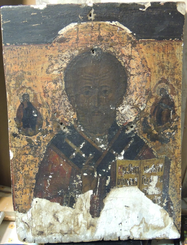 Икона образ Николая Чудотворца, до реставрации
