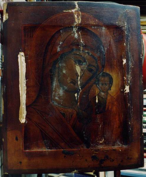 Образ Казанской Пресвятой Богородицы, XIX век, до реставрации
