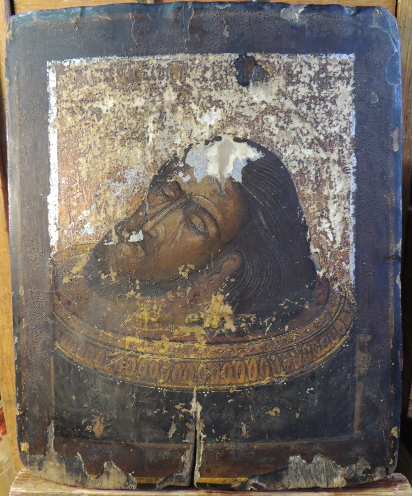 Икона «Глава Иоанна Предтечи», до реставрации